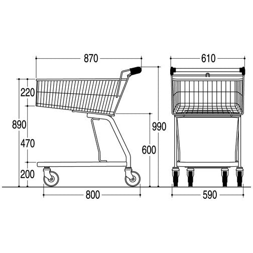 Convenience Shopping Trolley - 100L with Lock