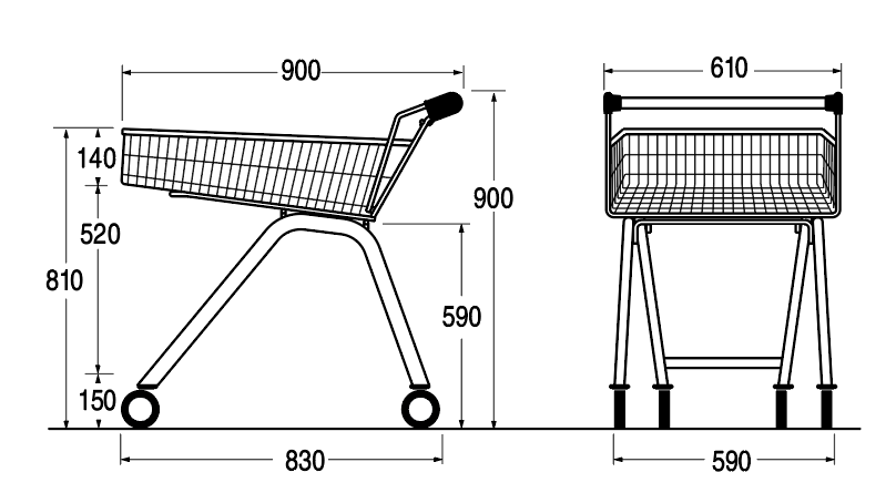 Convenience Shopping Trolley - 65L With Lock